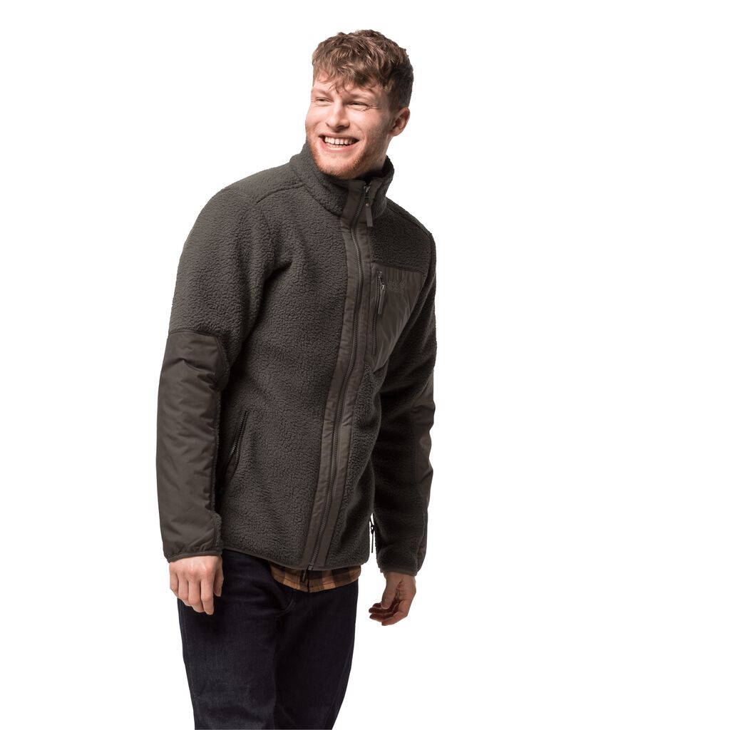 Jack Wolfskin KINGSWAY Férfi Fleece Kabát Szürke Barna - TBVIUC-381